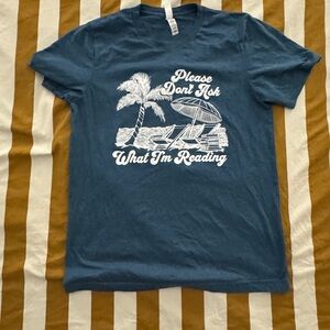 Booktok Blue Graphic Tee - "Please Don't Ask What I'm Reading"
